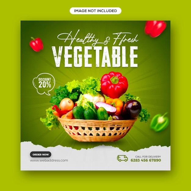 Healthy food promotion social media and instagram post banner template