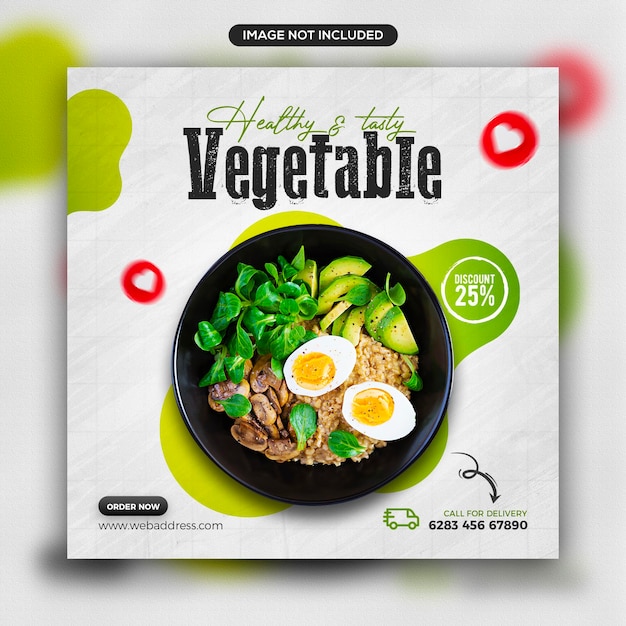 healthy food promotion social media and instagram post banner template