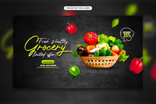 healthy food promotion social media post and web banner template design