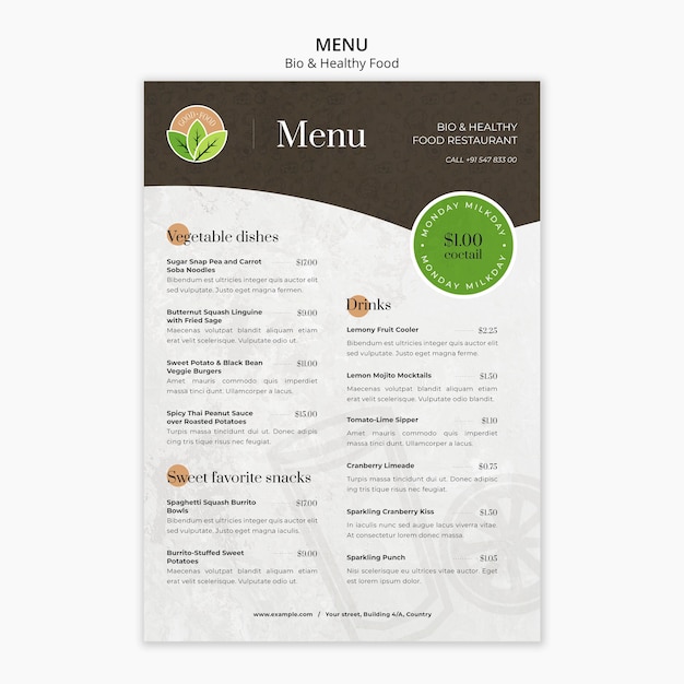 PSD healthy food restaurant menu template