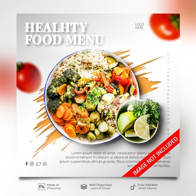 Healthy food special menu restaurant for promotion social media post feed banner template