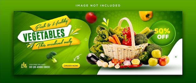 PSD healthy food vegetable and grocery social media banner post design template premium psd