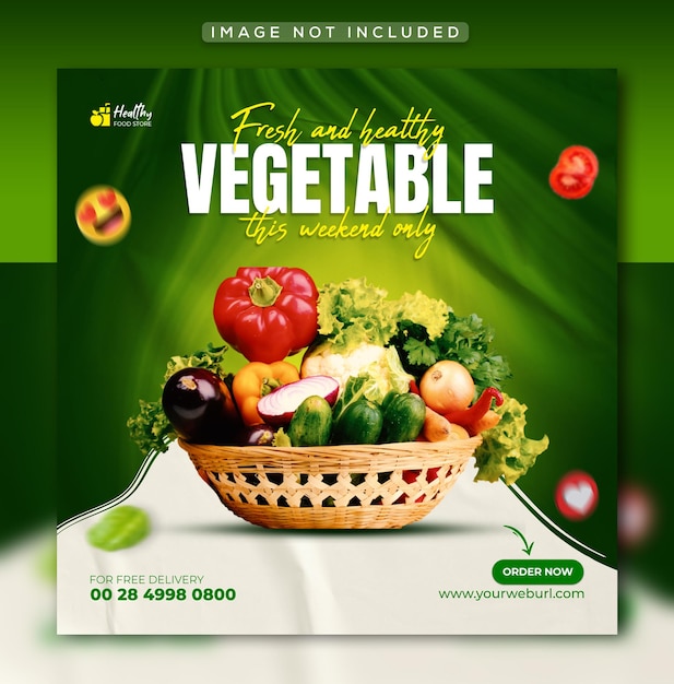 Healthy food vegetable and grocery social media Instagram post and web banner template premium psd