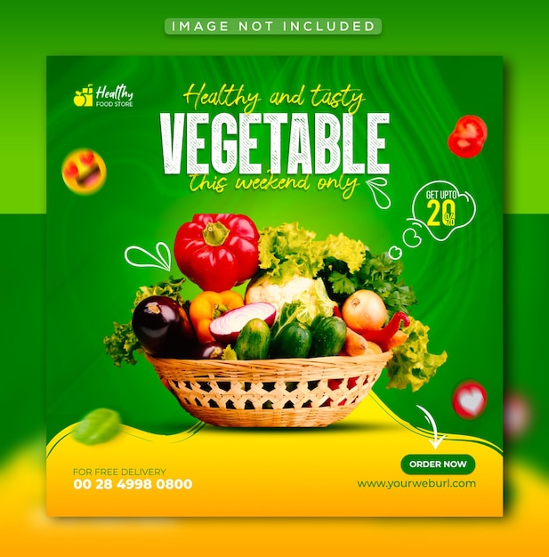 Healthy food vegetable and grocery social media Instagram post and web banner template premium psd