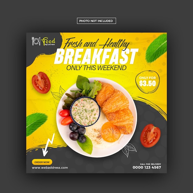 Healthy food and vegetable social media and instagram post banner template