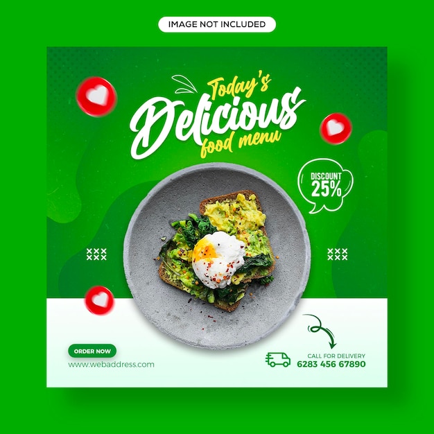 Healthy food and vegetable social media and Instagram post banner template