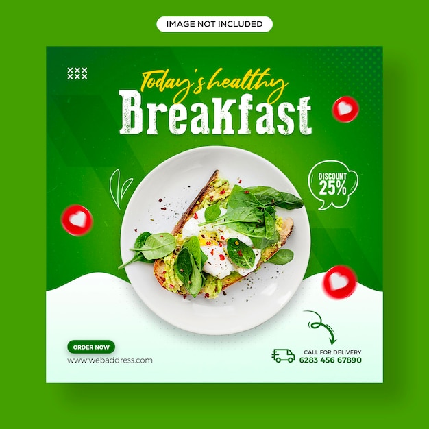 Healthy food and vegetable social media and Instagram post banner template