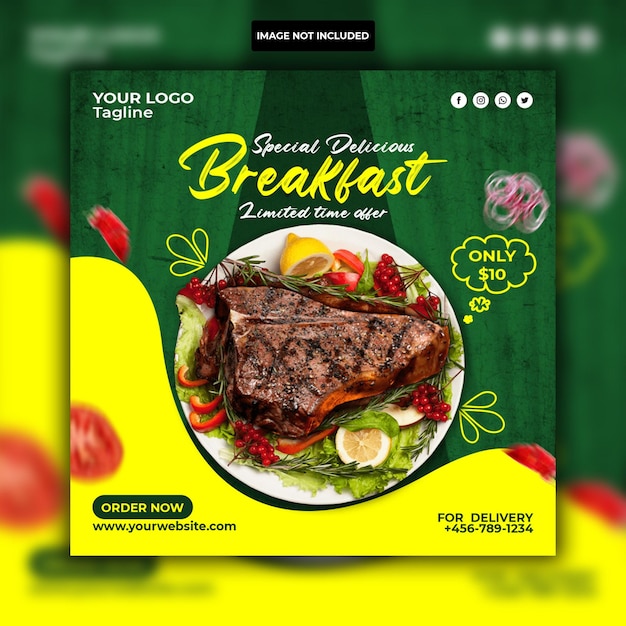 Healthy food and vegetable social media Instagram post template