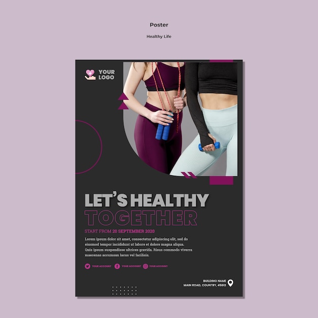 PSD healthy lifestyle poster template style