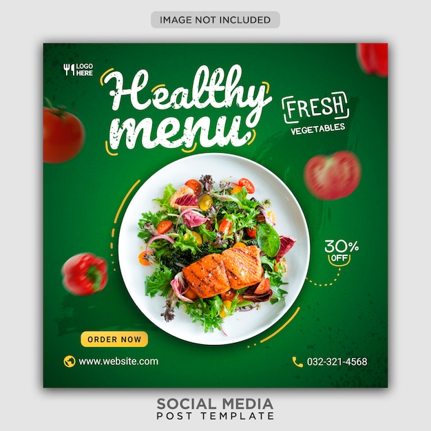 Healthy menu  promotion social media banner template