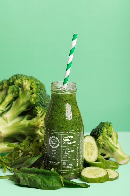 PSD healthy and nutritious green drink mock-up