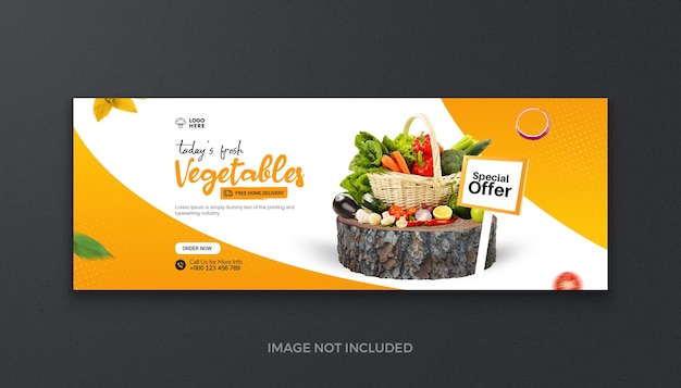 PSD healthy organic food vegetable fruit and grocery fresh social media facebook cover and web banner