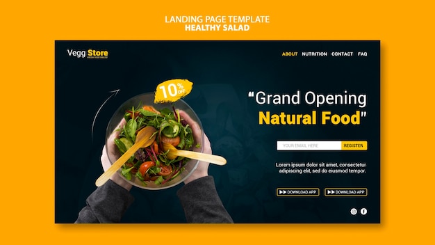 Healthy salad landing page template