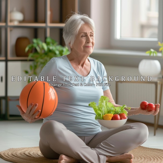 PSD healthy senior woman enjoying a balanced lifestyle