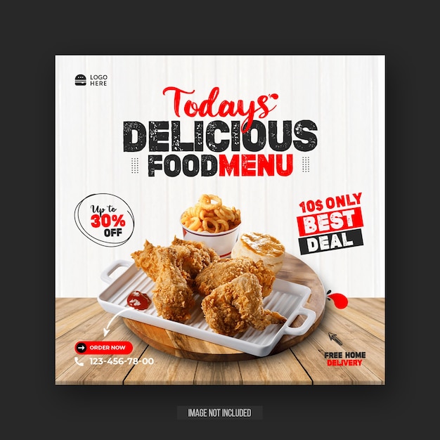 Healthy special food menu promotion social media flyer or Instagram post template