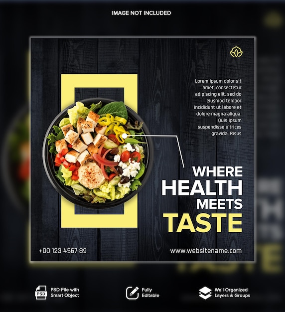 Healthy Tasty food social media banner and instagram post template