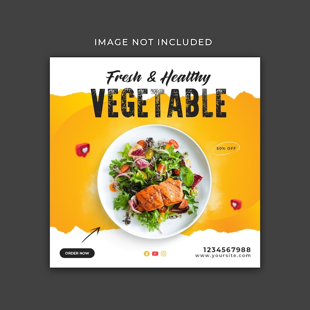 Healthy vegetable and fruit grocery social media post banner template