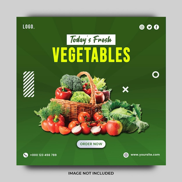 Healthy vegetables green food social media post template