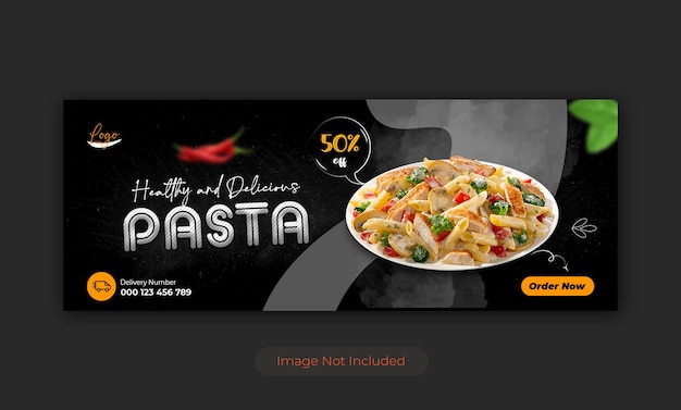 Healty food menu and social media facebook cover banner template