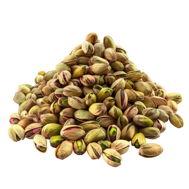 A Heap of Shelled Pistachios Isolated on White