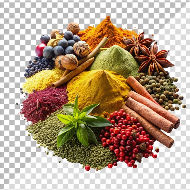 PSD heap of spices on transparent background