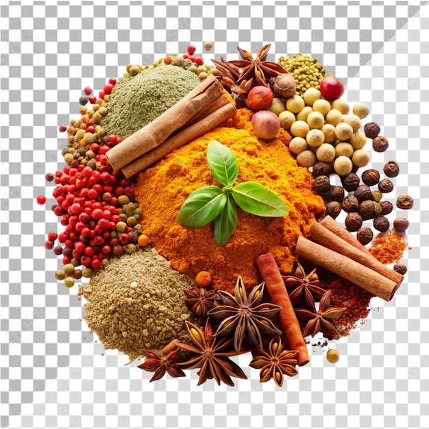 PSD heap of spices on transparent background