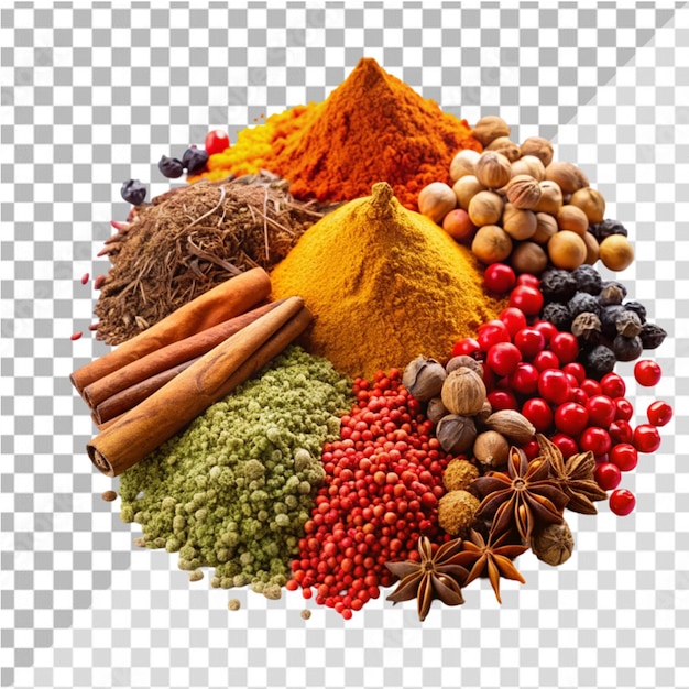 PSD heap of spices on transparent background