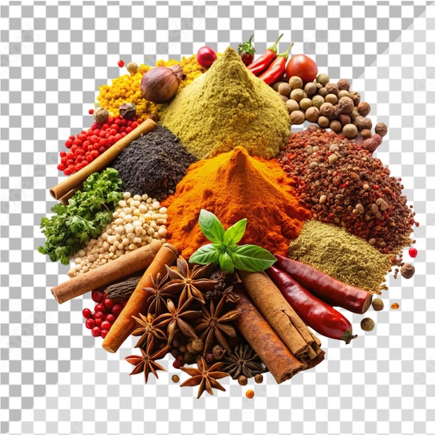 PSD heap of spices on transparent background