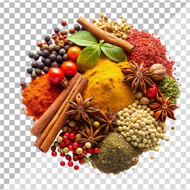 PSD heap of spices on transparent background