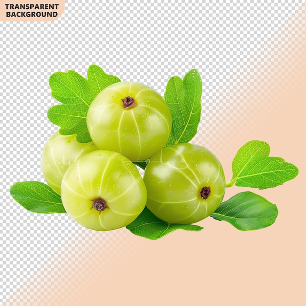 Heap of yellow gooseberry berries isolated on transparent background