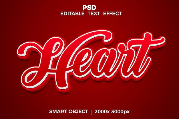 Heart 3d editable  text effect  style