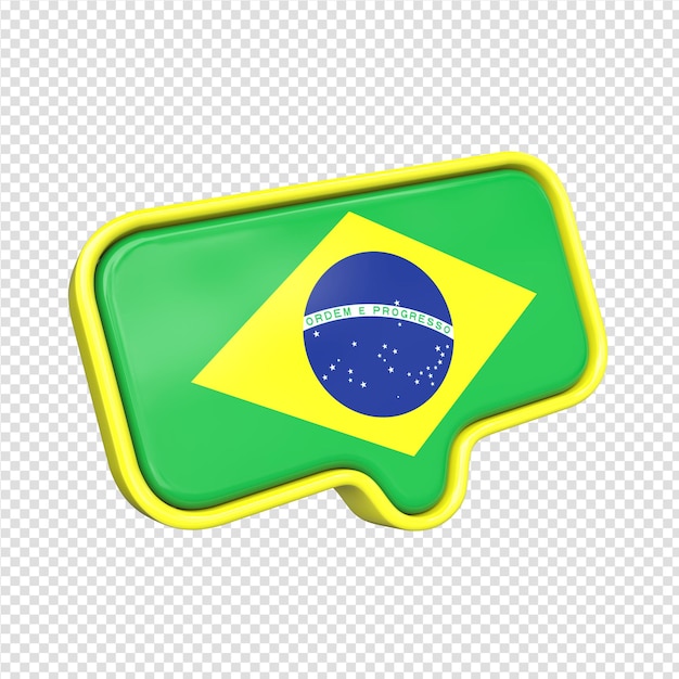 Heart in 3d render with flag of brazil