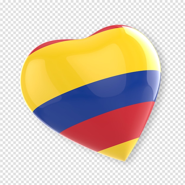 Heart in 3d render with flag of Colombia