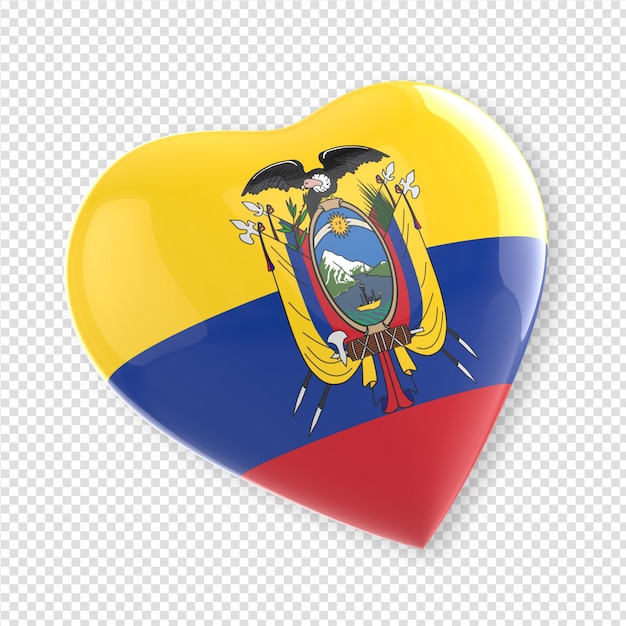 Heart in 3d render with flag of Ecuador