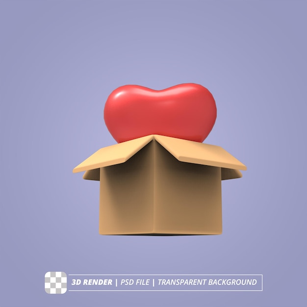 HEART BOX 3D RENDER ISOLATED IMAGES