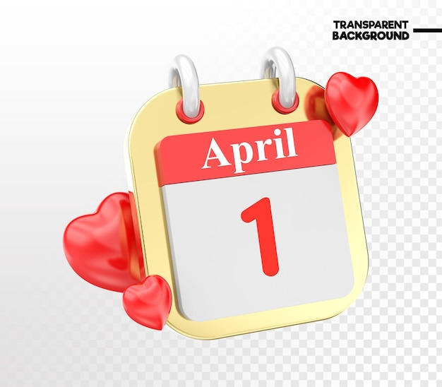 heart calendar month of day 3d render