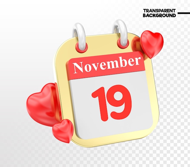 heart calendar month of day 3d render