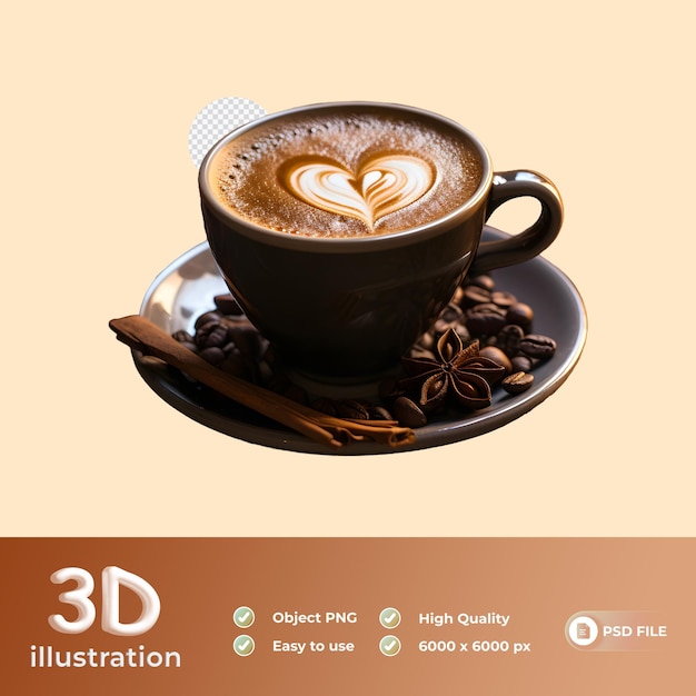 heart coffee lover soft smooth lighting only png premium psd