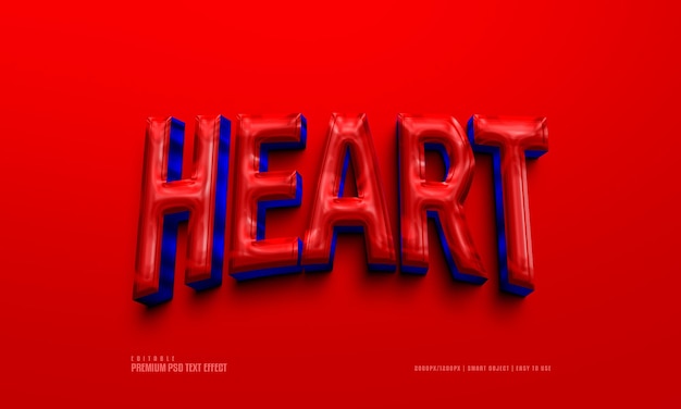 Heart editable premium 3d psd text effect