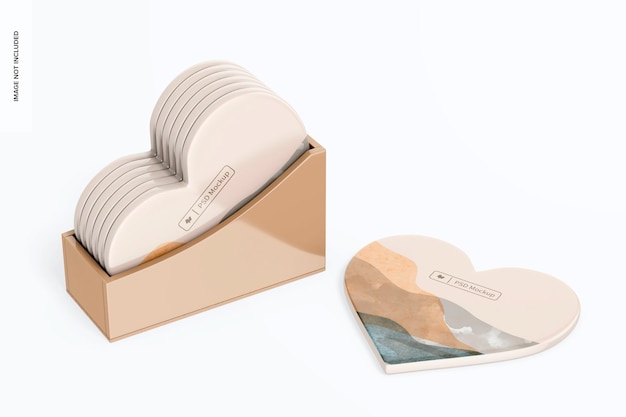 Heart Enamel Coasters Mockup