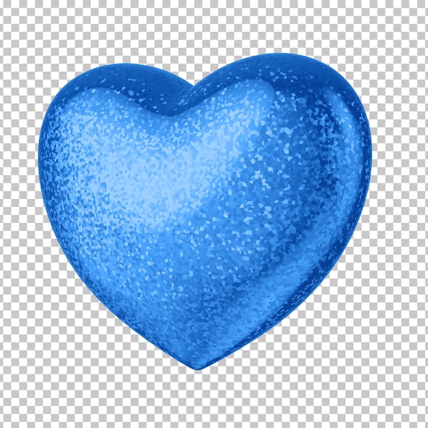 Heart for father's day composition blue glitter heart with a transparent background