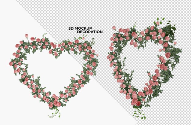 PSD heart flower interior decoration isolated