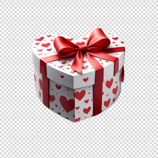 Heart gift box for valentine isolated on png background