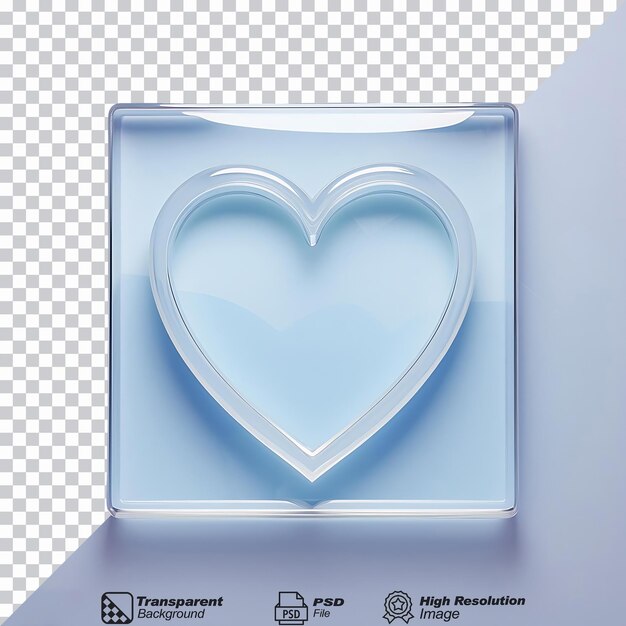 PSD heart icon glass isolated on transparent background