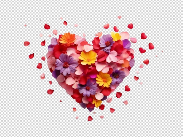 heart isolated by flower petals png transparent