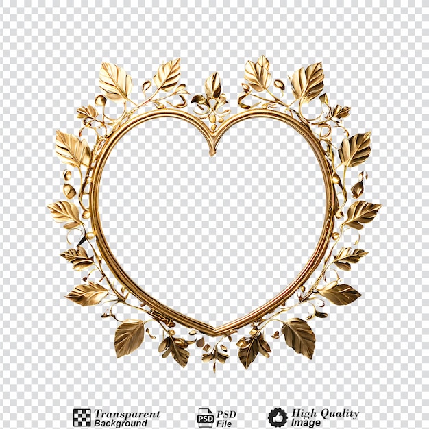 heart leaf frame gold isolated on transparent backgroundpng