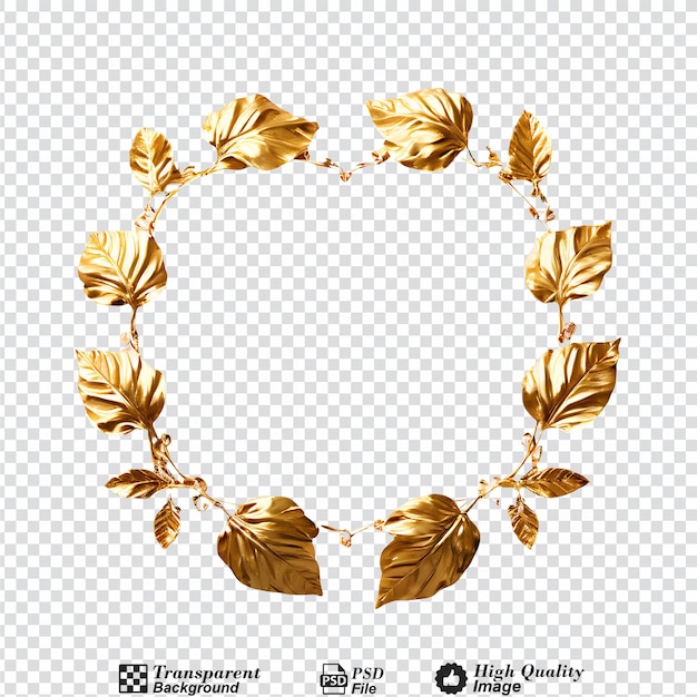 heart leaf frame gold isolated on transparent backgroundpng