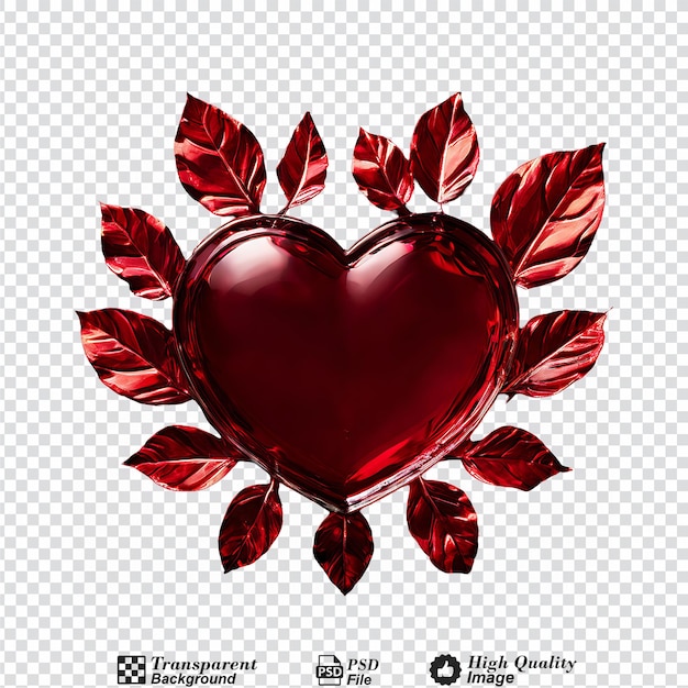 heart leaf frame red glass isolated on transparent backgroundpng