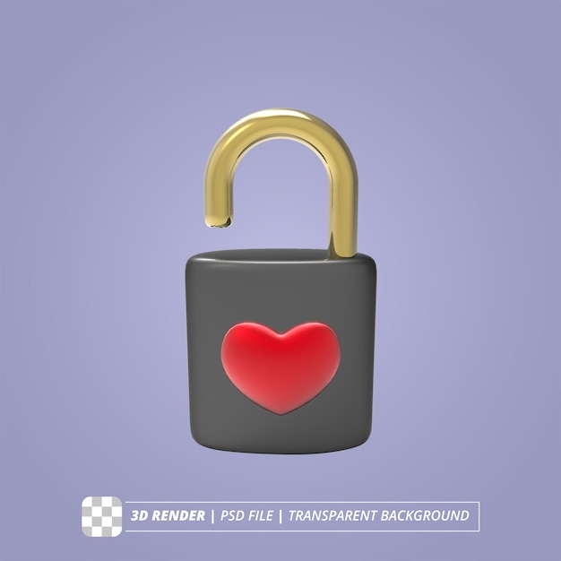 HEART LOCK 3D RENDER ISOLATED IMAGES