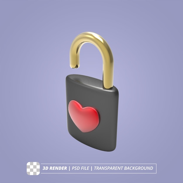 HEART LOCK 3D RENDER ISOLATED IMAGES